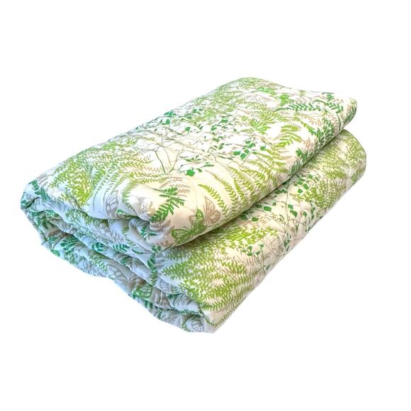 Vintage Vera Nuemann Shadow Fern Quilted Bedspread Twin (84x106) Green Butterfly - Picture 1 of 8